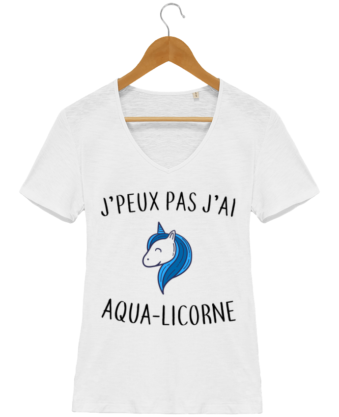 T Shirt Femme Col V Stella Chooses J Peux Pas J Ai Aqua Licorne LPMDL