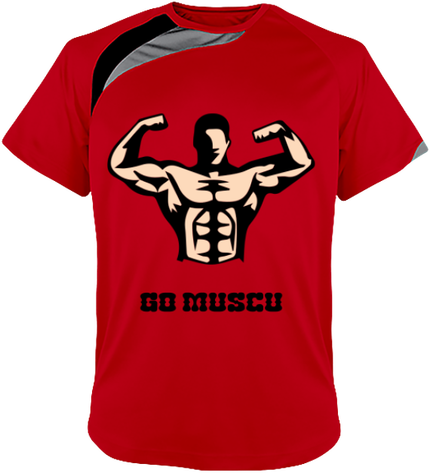 T-shirt sport manche courte tricolore  - Go muscu