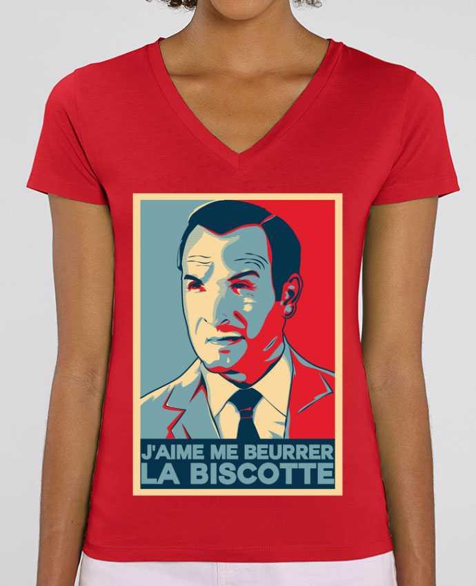 Tee Shirt Femme Col V Stella EVOKER OSS 117 la biscotte Coton