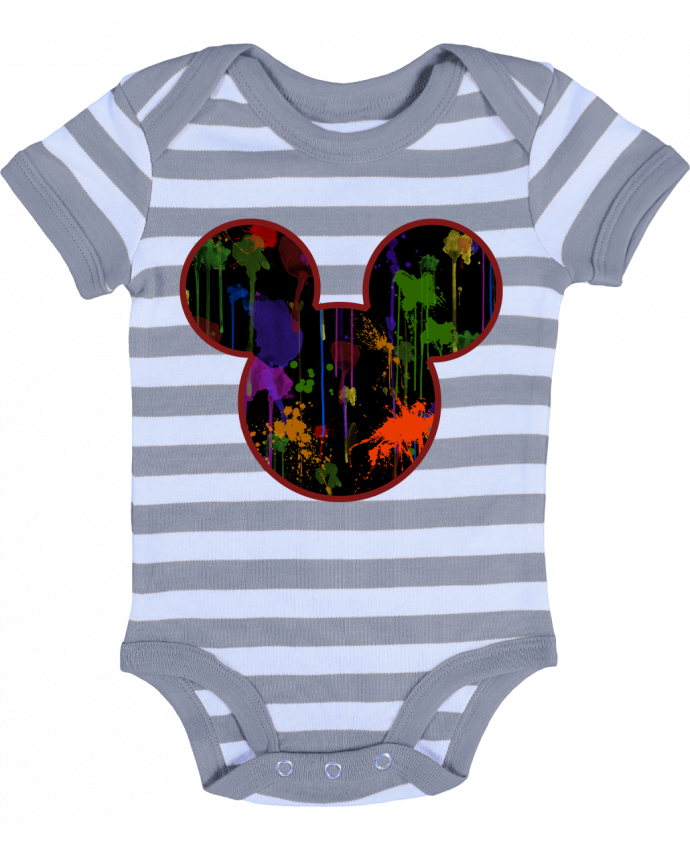 Body Bebe A Rayures Tete De Mickey Version Noir Par Tasca