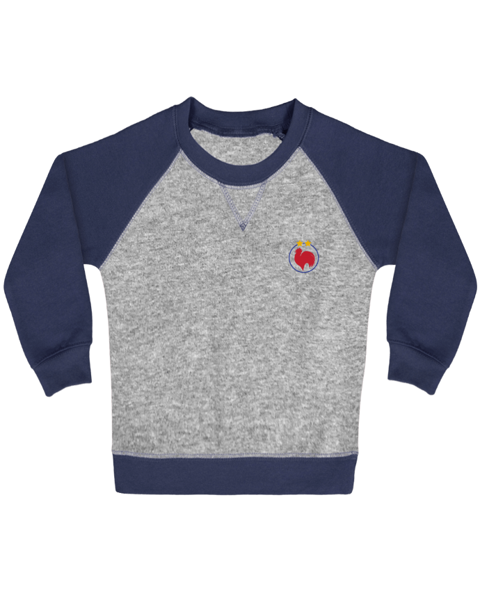 Sweat Shirt Bébé Col Rond Manches Raglan Contrastées Champion Coq 2 étoiles Par Tunetoo