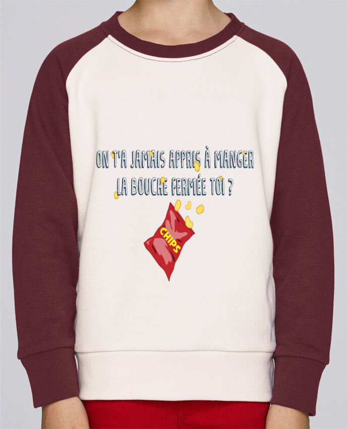 Sweat Shirt Col Rond Enfant Stanley Mini Contrast Manger La Bouche Fermee Citation Dikkenek Par Le Designer Tunetoo